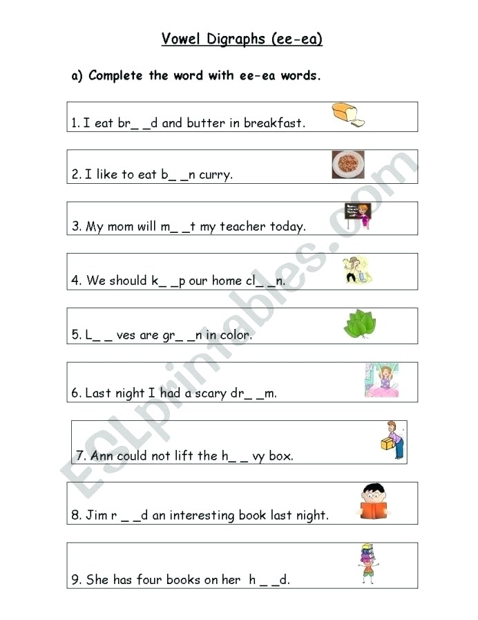 Enhance reading fluency with this engaging 'ea' worksheet for young learners Worksheet for practicing vowel digraphs with 'ea' words for second graders