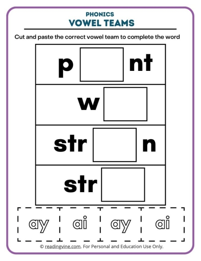 Vowel Teams Practice Worksheet 16 for Second Grade Literacy Second grade students practice identifying and writing common vowel teams with a word search and fill-in-the-blank activity on worksheet 16
