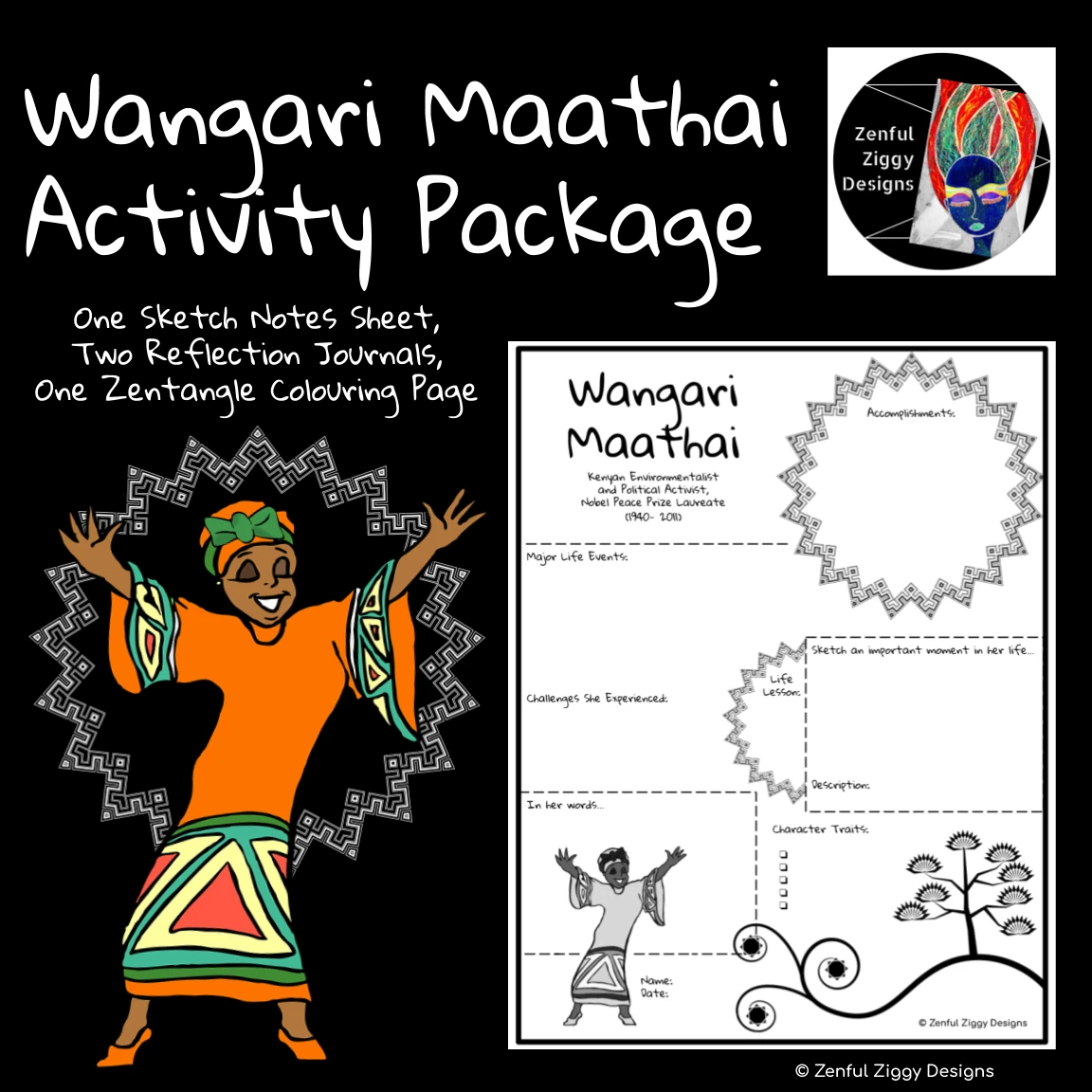 All About Wangari Maathai Reading Activity for Young Learners Second grade students reading about Wangari Maathai's life and environmental activism with comprehension questions on a worksheet