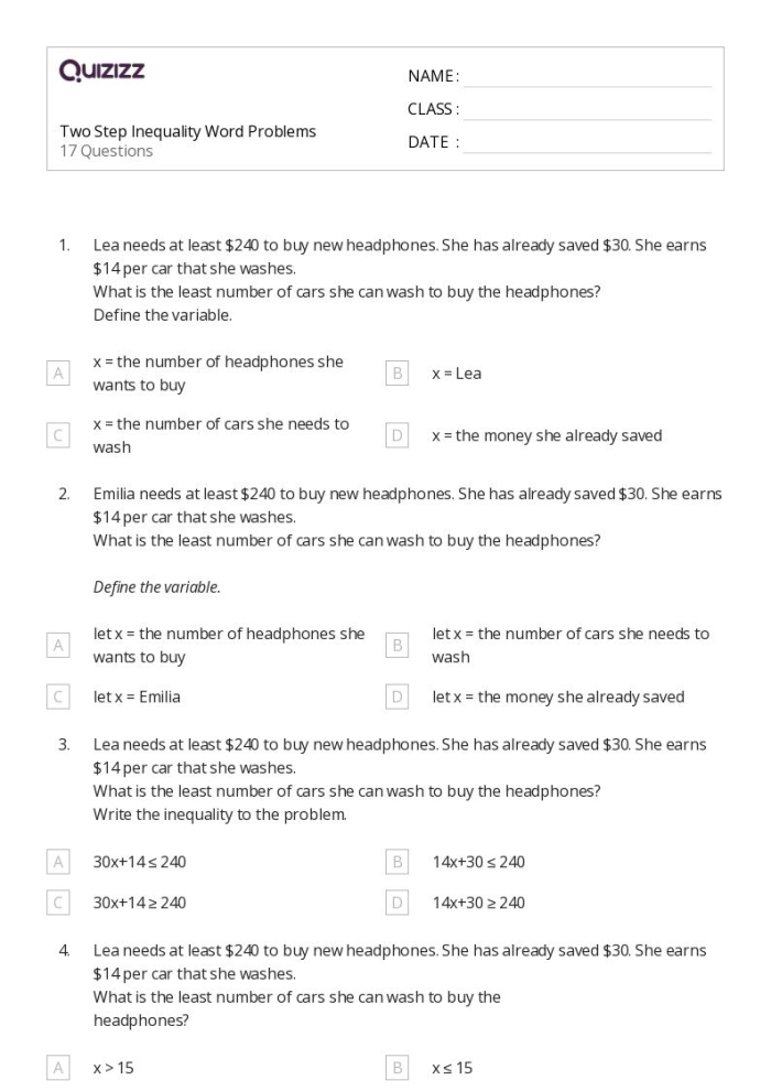 Second grade student working on a Two-Digit Word Problem Check-in worksheet with mixed addition and subtraction