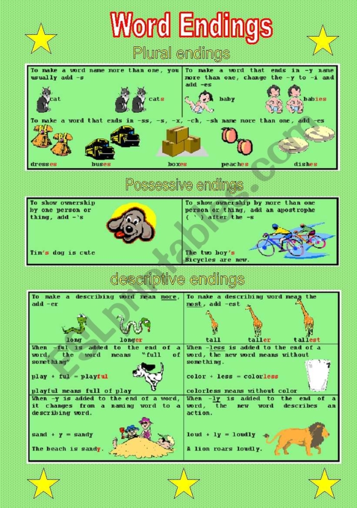 Second grade worksheet focusing on -ed and -ing verb endings for basic tenses
