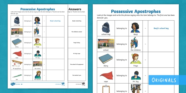 Fun Possessive Apostrophes With Punctuation Pig Worksheet for Handwriting Practice Worksheet featuring playful exercises on possessive apostrophes for second graders