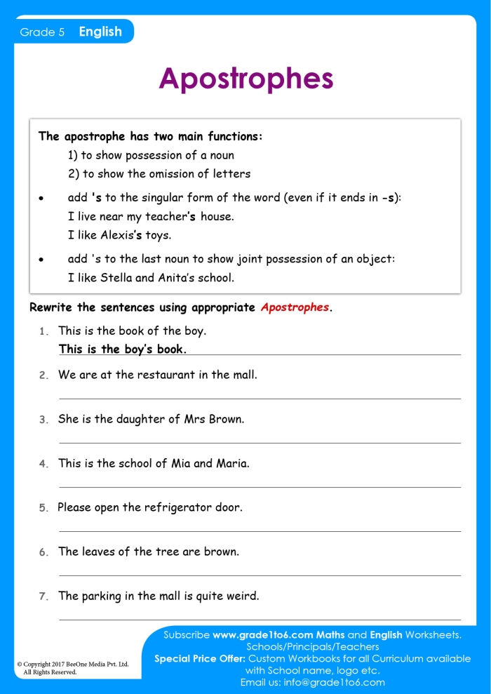 Engaging activity sheet for learning possessive apostrophes in handwriting skills Fun worksheet for second graders focused on mastering possessive apostrophes with Punctuation Pig
