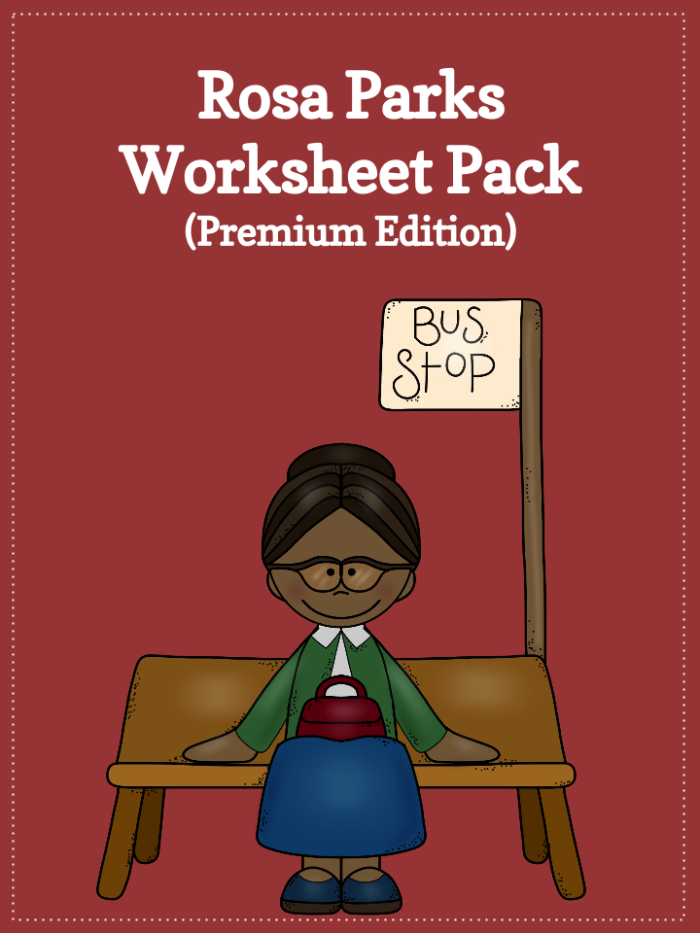 Second grade algebra worksheet featuring a biography and math problems about Rosa Parks
