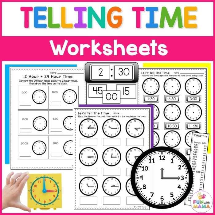 Second grade math worksheet featuring analog clocks where students write the time