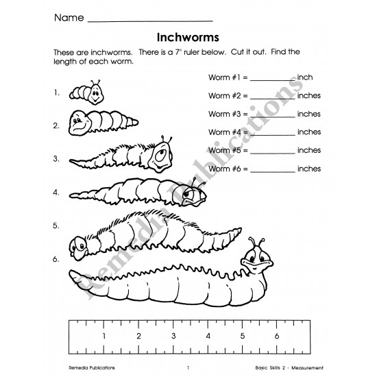 Engaging Measuring Worms worksheet for Grade 2 students Colorful worksheet featuring second graders measuring worms for a geography lesson