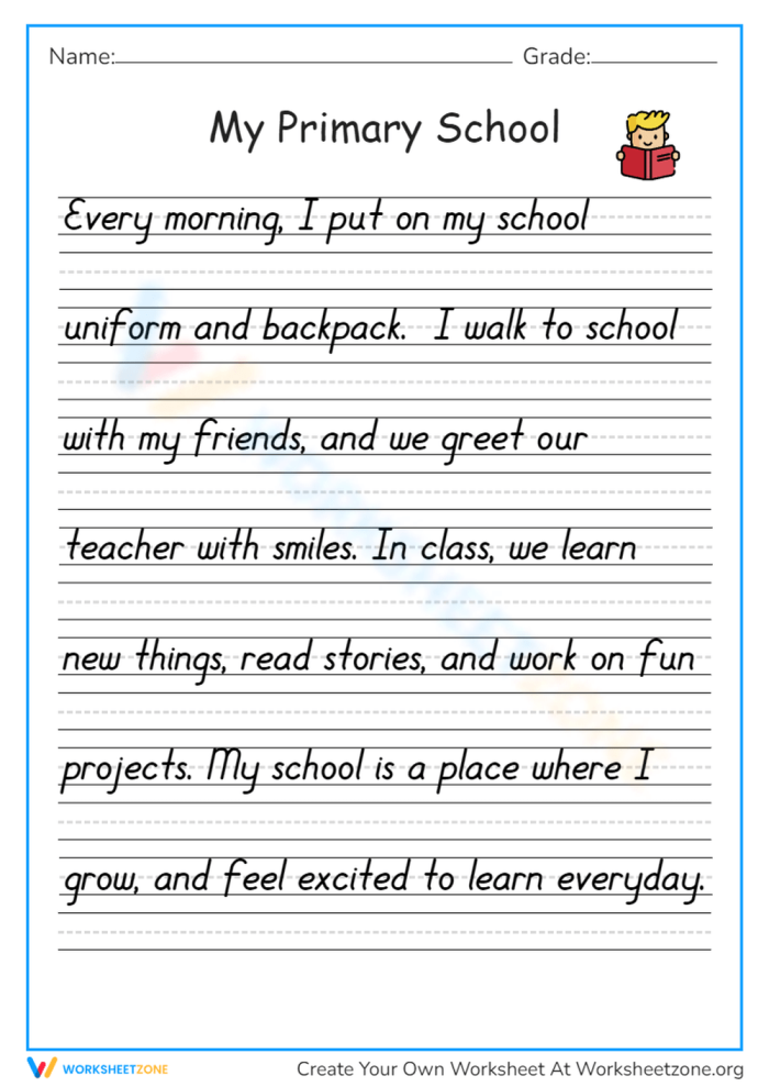 Second grade rhyming paragraph practice worksheet showing creative writing exercises