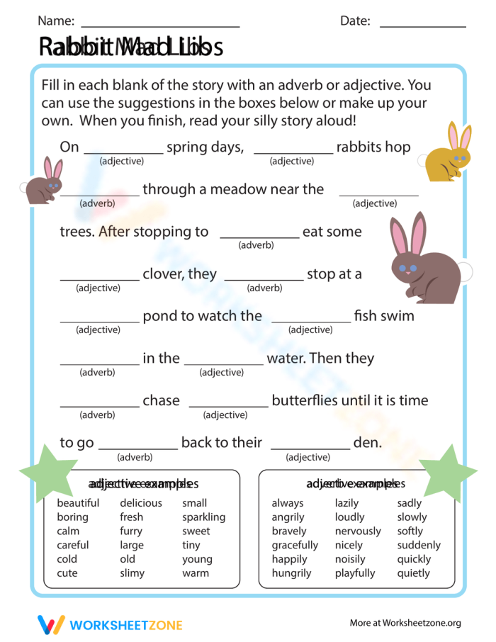 Zoo Mad Libs Activity Sheet 14 for Elementary Grammar and Creative Writing Fun Second grade students completing a zoo-themed Mad Libs worksheet with fill-in-the-blank story template for parts of speech practice