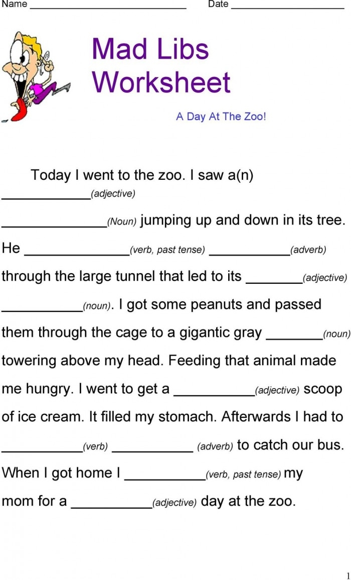 Zoo Mad Libs Worksheet Number 15 for Second Grade Math Practice Second grade student filling out a Zoo Mad Libs addition worksheet