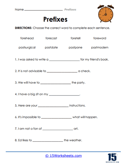 Perfect Prefixes Practice Worksheet for Second Grade Reading Lesson 9 Second grade student completing a worksheet to master prefix meanings and base word changes