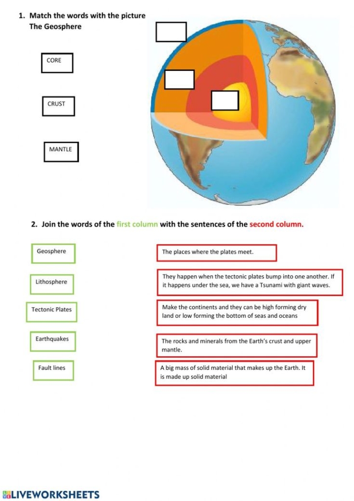 Second grade student identifying and sorting igneous, sedimentary, and metamorphic rock samples on a learning worksheet
