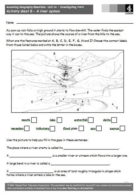 Second grade students identifying major U.S. rivers on a map worksheet