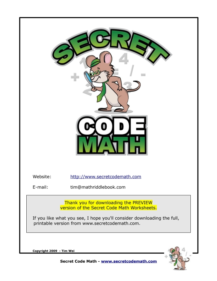 Engaging math puzzle to enhance decoding skills and addition proficiency Secret Code Math worksheet for fourth graders featuring eight addition problems to solve