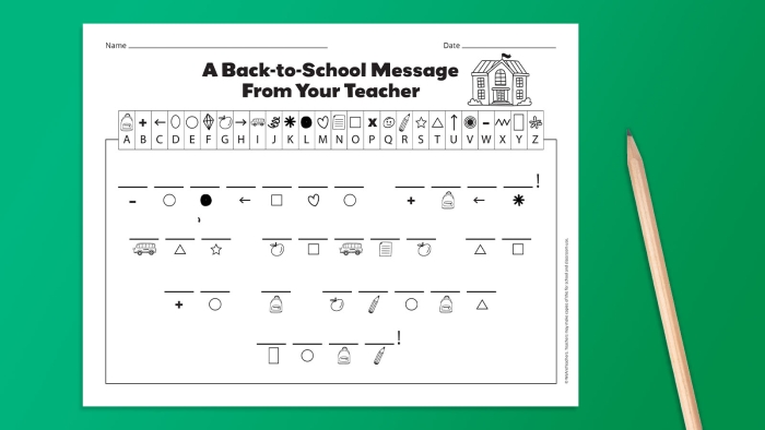 Engaging math puzzle with eight problems to solve and decode Secret Code Math worksheet for fourth graders featuring addition and decoding challenges