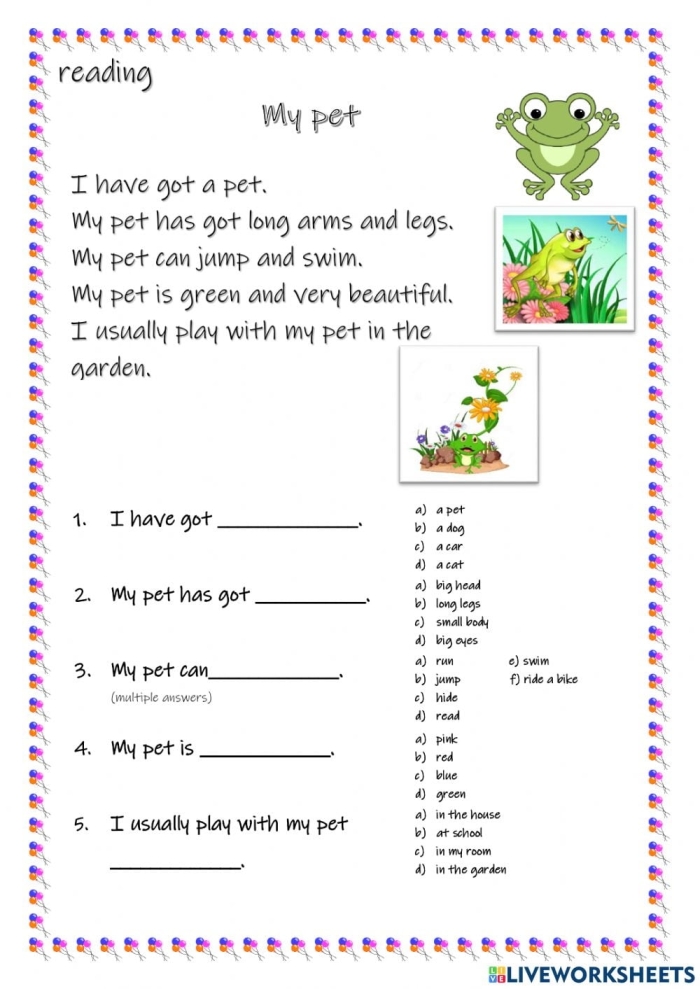 Fourth grade reading comprehension worksheet featuring The Secret Garden passage with questions for students to answer