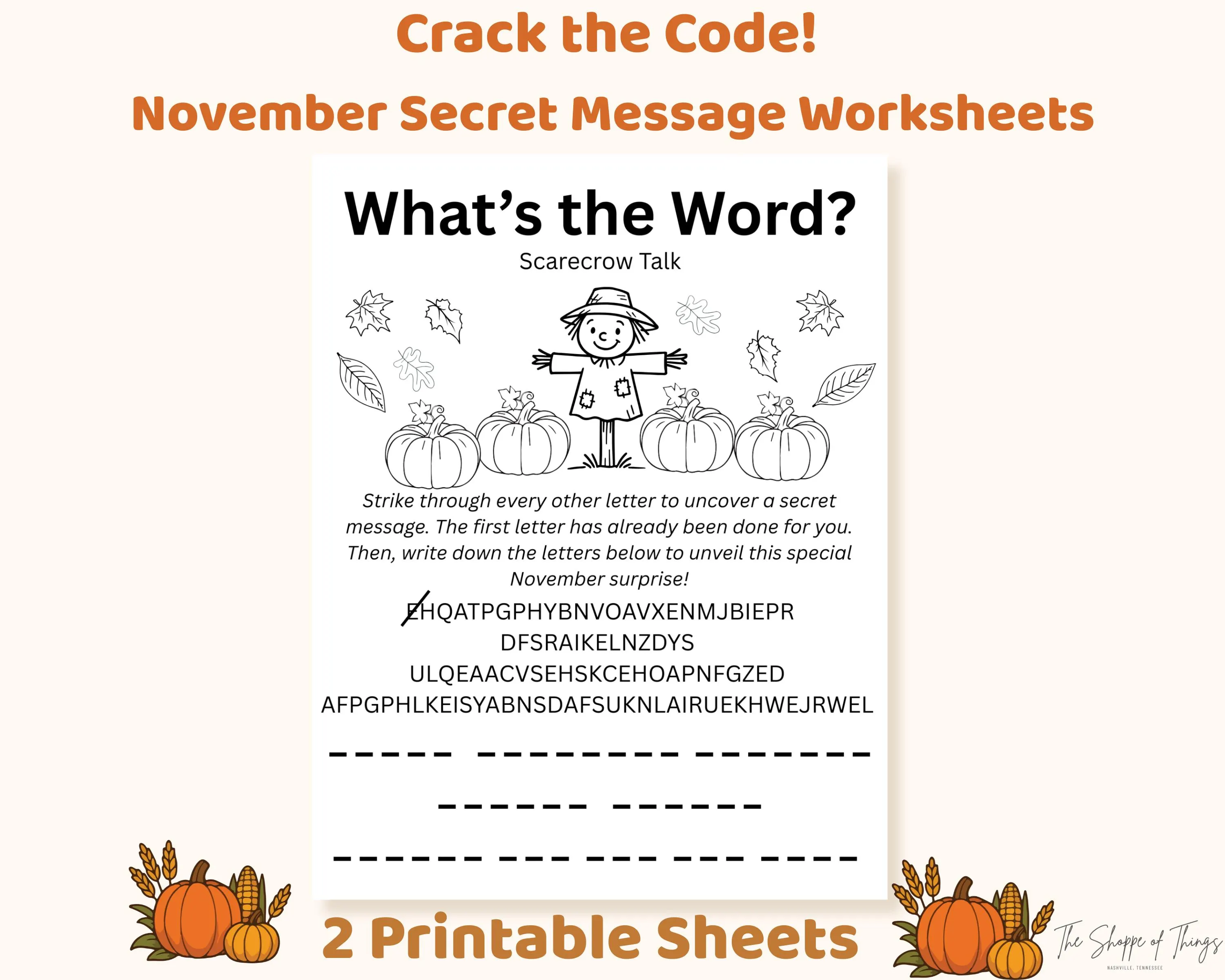 A Kindergarten student using a magnifying glass to solve the Secret Message 2 reading worksheet