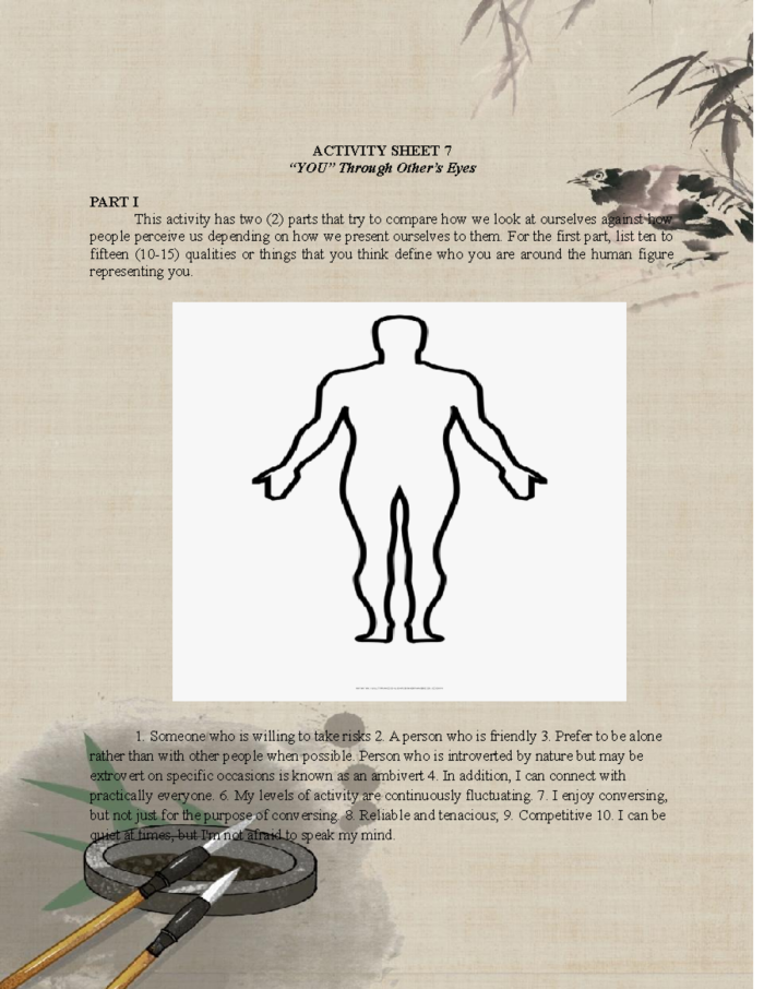 Worksheet illustrating perspectives for fourth-grade students