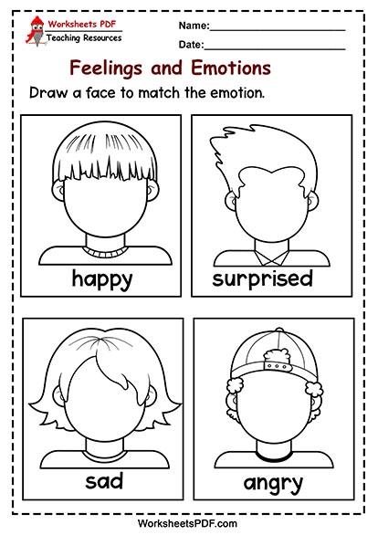 Sixth grade student drawing and labeling different emotions as part of a social emotional learning art activity
