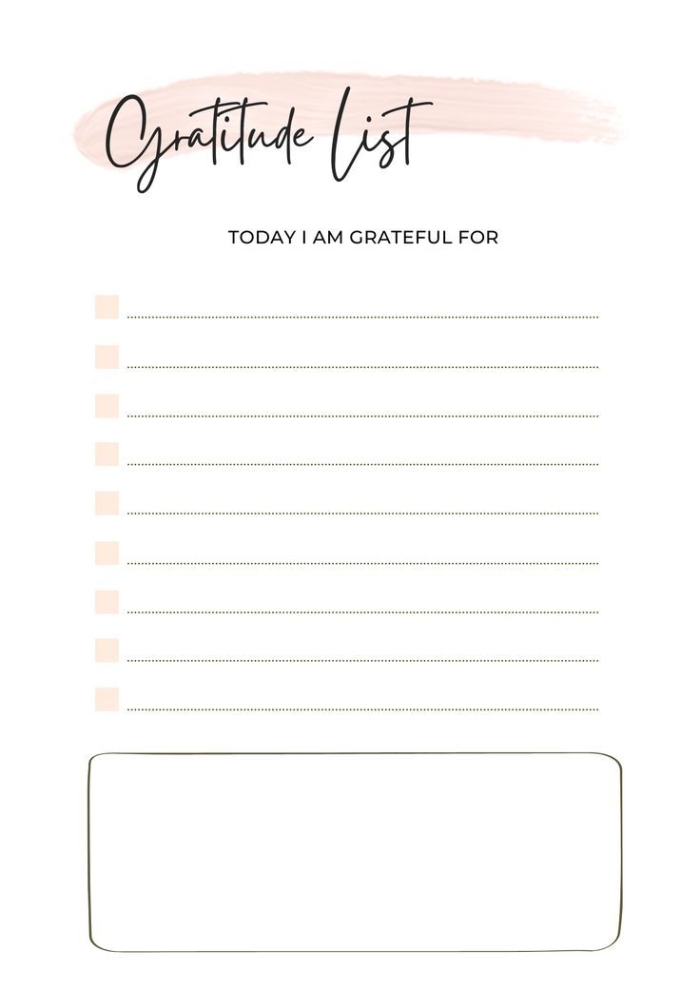 Sixth grade science student completing a 30-day self-care challenge worksheet