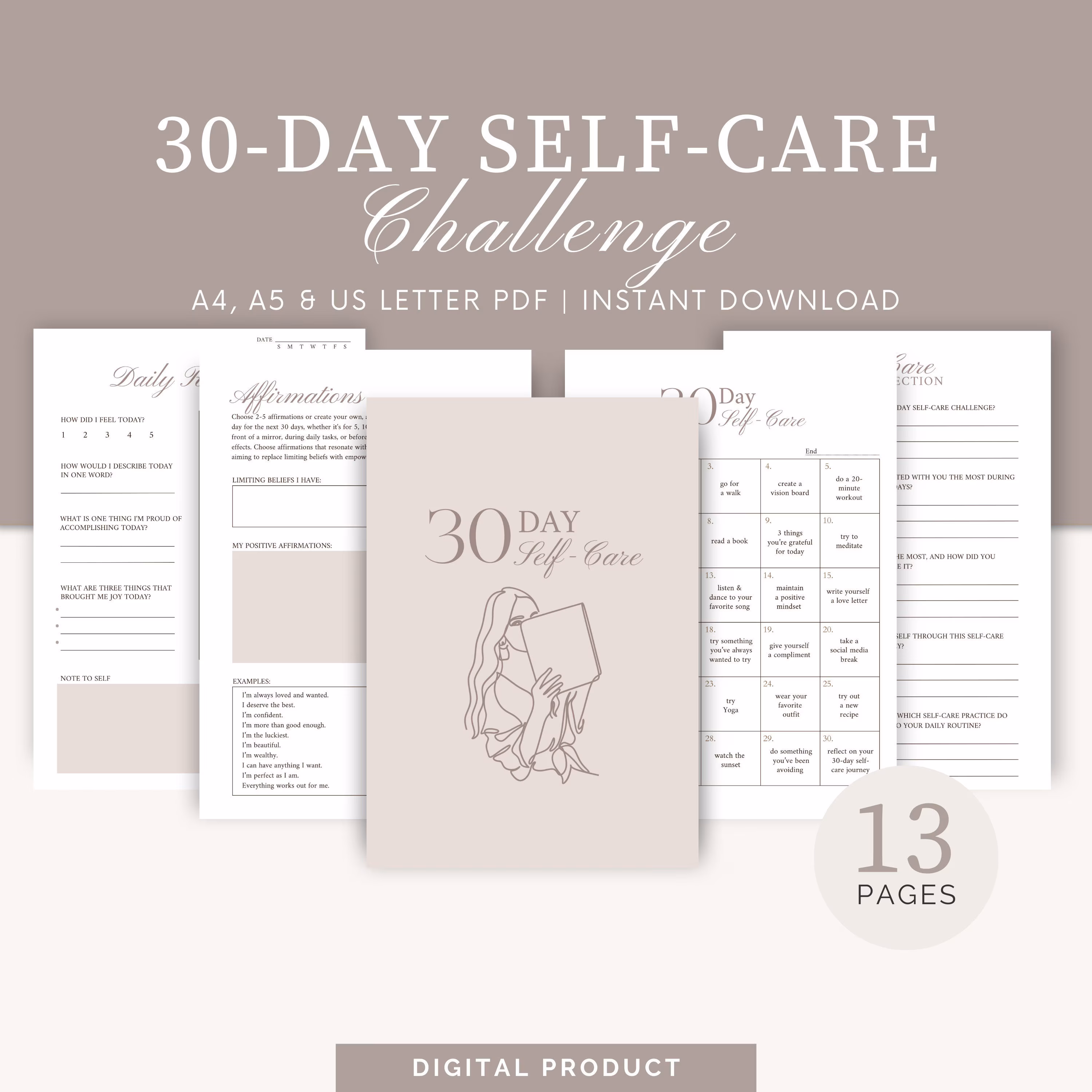 Self-Care Challenge worksheet for sixth graders to promote daily wellness habits