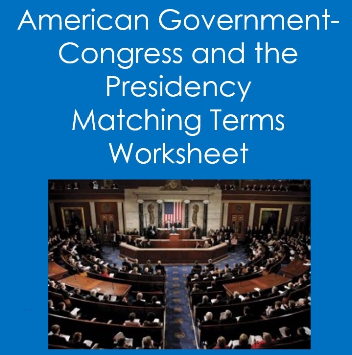 The Legislative Branch Two Chambers of Congress educational worksheet for middle school students Sixth grade civics worksheet showing diagrams and facts about the Senate and House of Representatives chambers of Congress