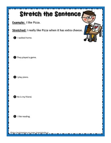 Worksheet for stretching sentences in second-grade reading activities