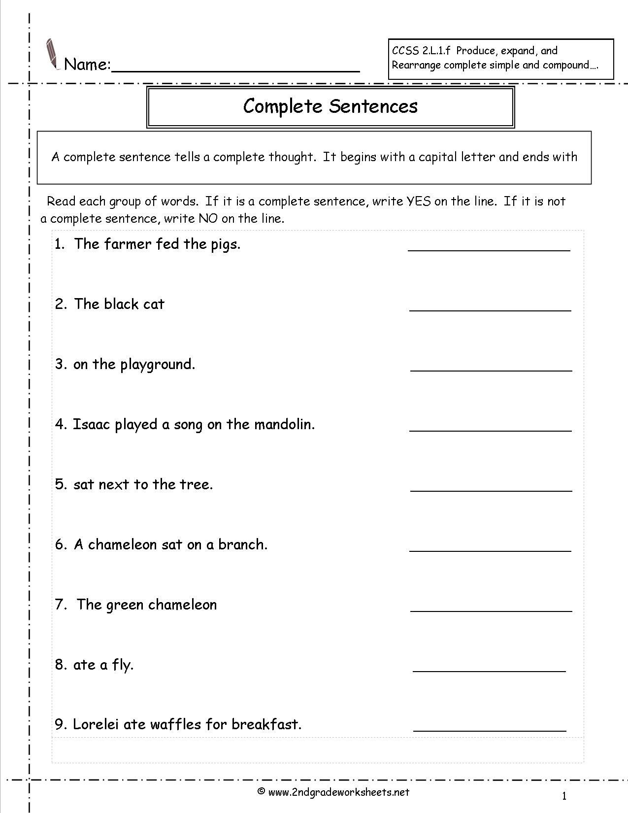 Baseball grammar worksheet for teaching complete sentences to elementary students Third grade students practice identifying complete and incomplete sentences using baseball themed examples on this grammar worksheet