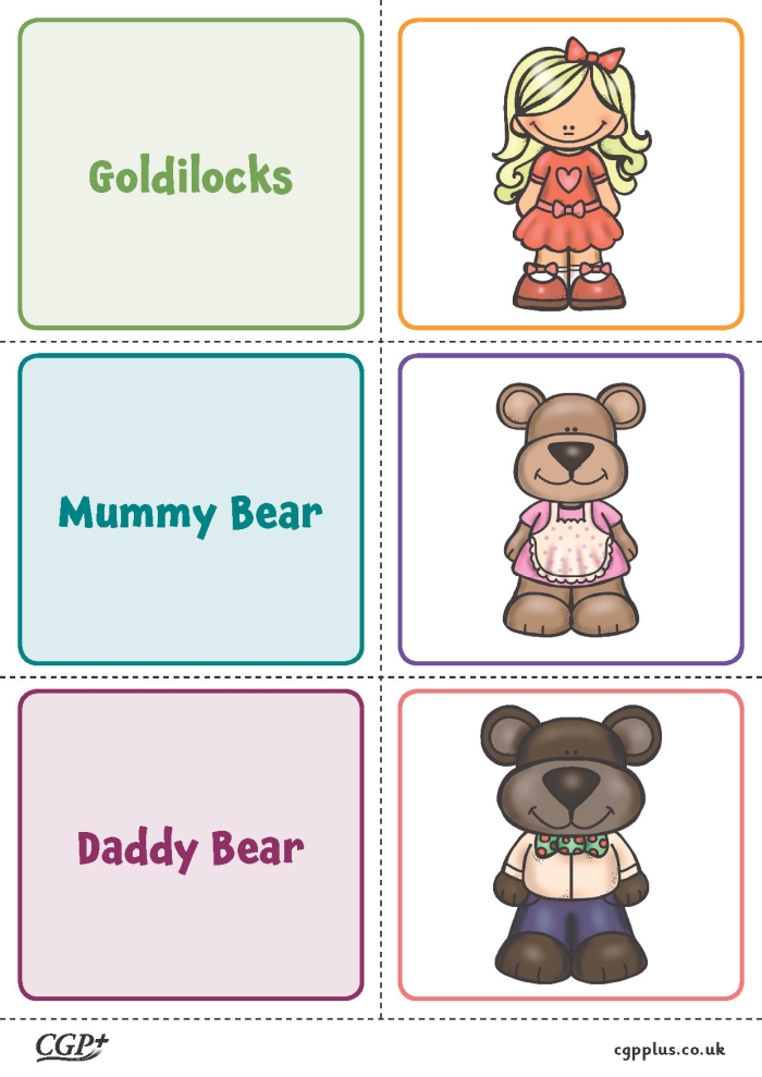 Colorful worksheet for sequencing the story of Goldilocks and the Three Bears