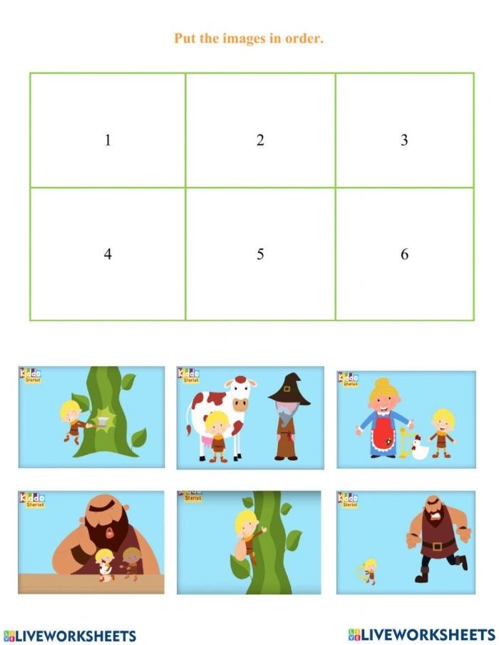 Second grade students completing a sequence of events worksheet about story order