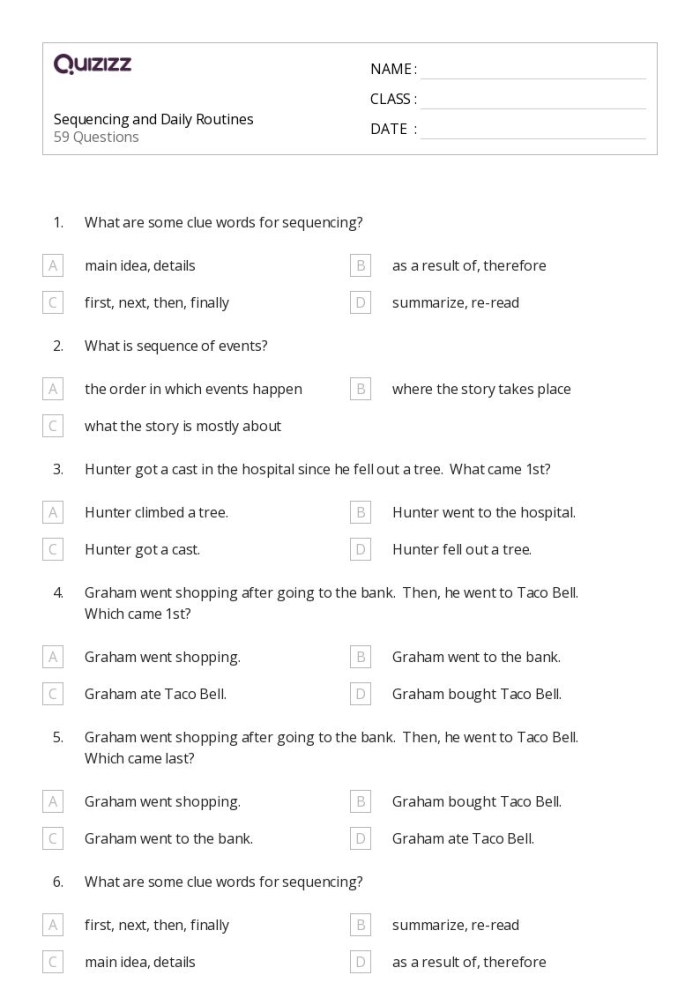 Cut-and-paste activity for story sequencing in Pre-K reading lessons Children engaging with a Sequencing Your Day worksheet for daily routines