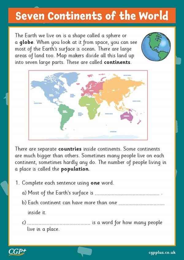 Third grade students learn geography and map skills with this engaging Seven Continents Crossword worksheet