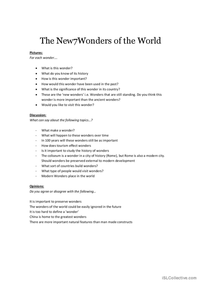 Students researching the New Seven Wonders of the World while completing a sixth grade number theory worksheet activity