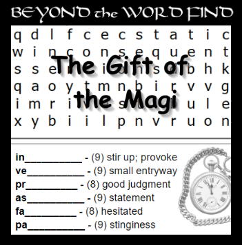 Seventh grade worksheet featuring an extended reading comprehension lesson on The Gift of the Magi