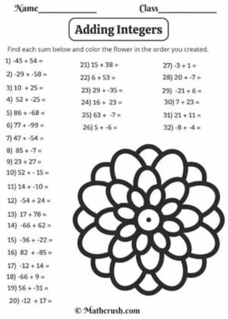 Worksheet for seventh graders focusing on adding integers in a geography context
