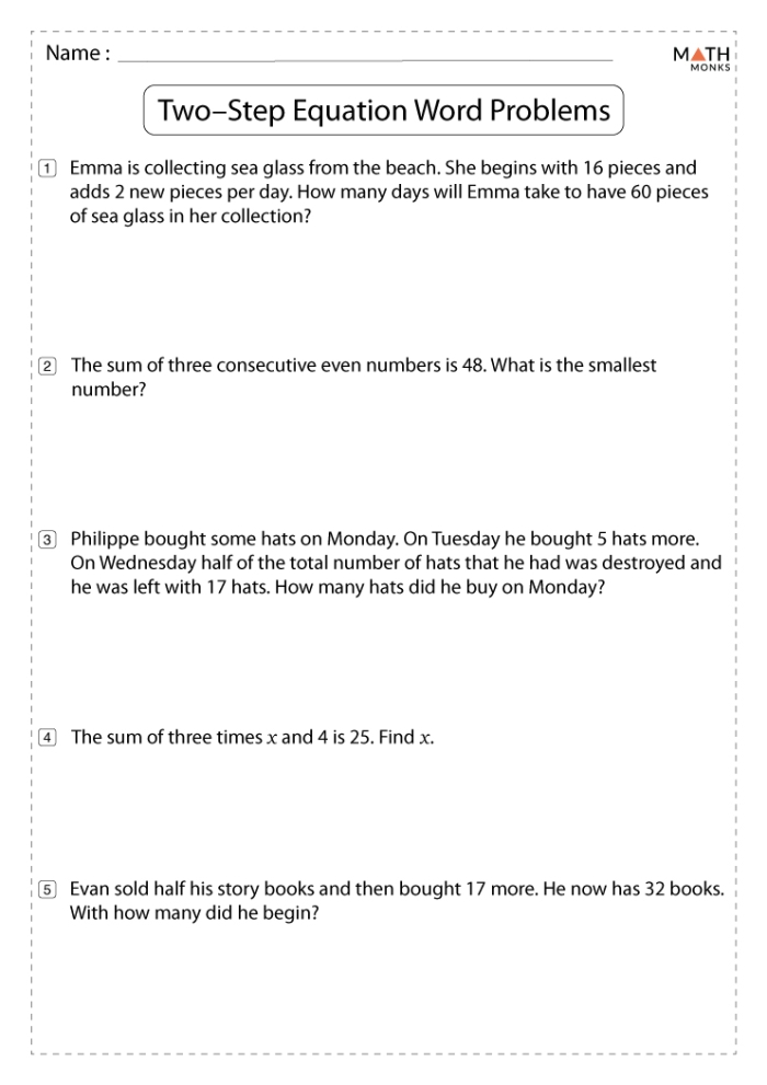 Practice worksheet for mastering two-step equations in multiplication for 7th graders Students engaged in solving two-step equations on a Level 1 worksheet for seventh-grade math