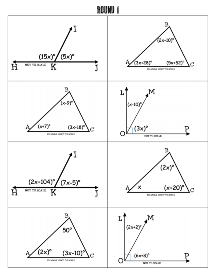 Seventh grade student using an angle relationships geometry worksheet to identify angle pairs