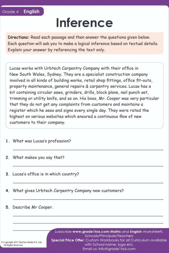 A seventh-grade math worksheet featuring box plot problems and comparative inference exercises