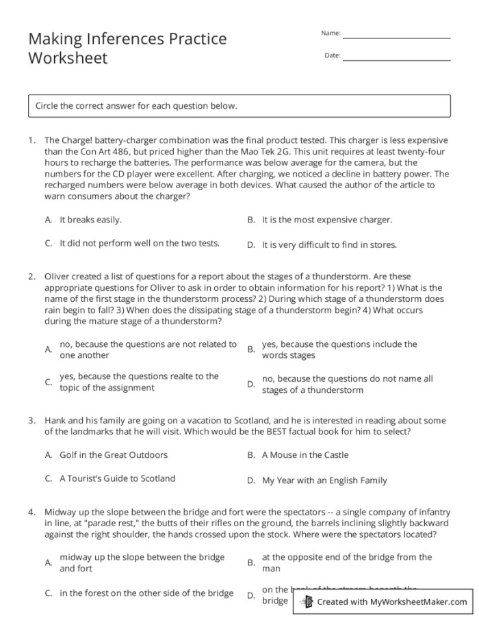 Seventh grade math worksheet featuring comparative data analysis through box plot construction and inferences
