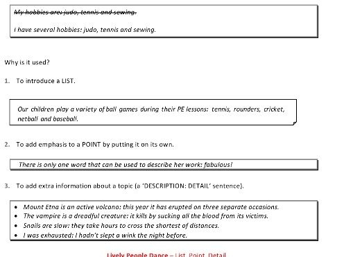 Colon Usage worksheet for seventh graders focusing on punctuation practice