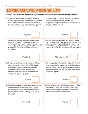 Seventh-grade students working on a worksheet about experimental probability and making predictions