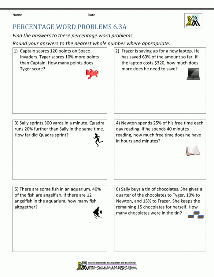 Seventh grade students practicing percent word problems involving financial math scenarios
