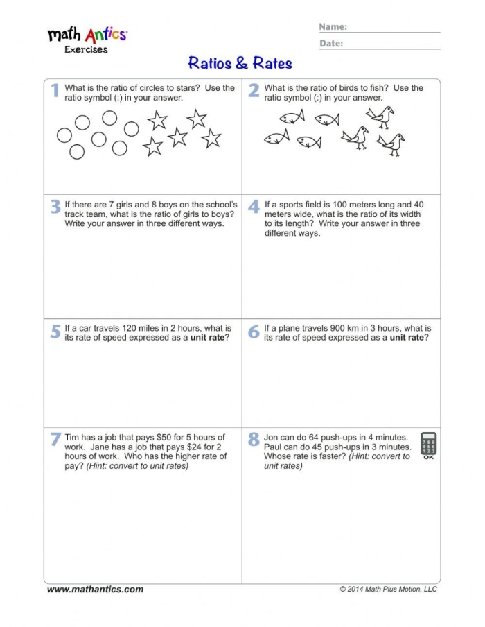 Students engaged in a seventh-grade math worksheet on unit rates involving fractions