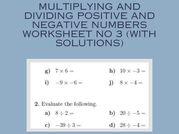 Worksheet for practicing multiplication and division of positive and negative fractions