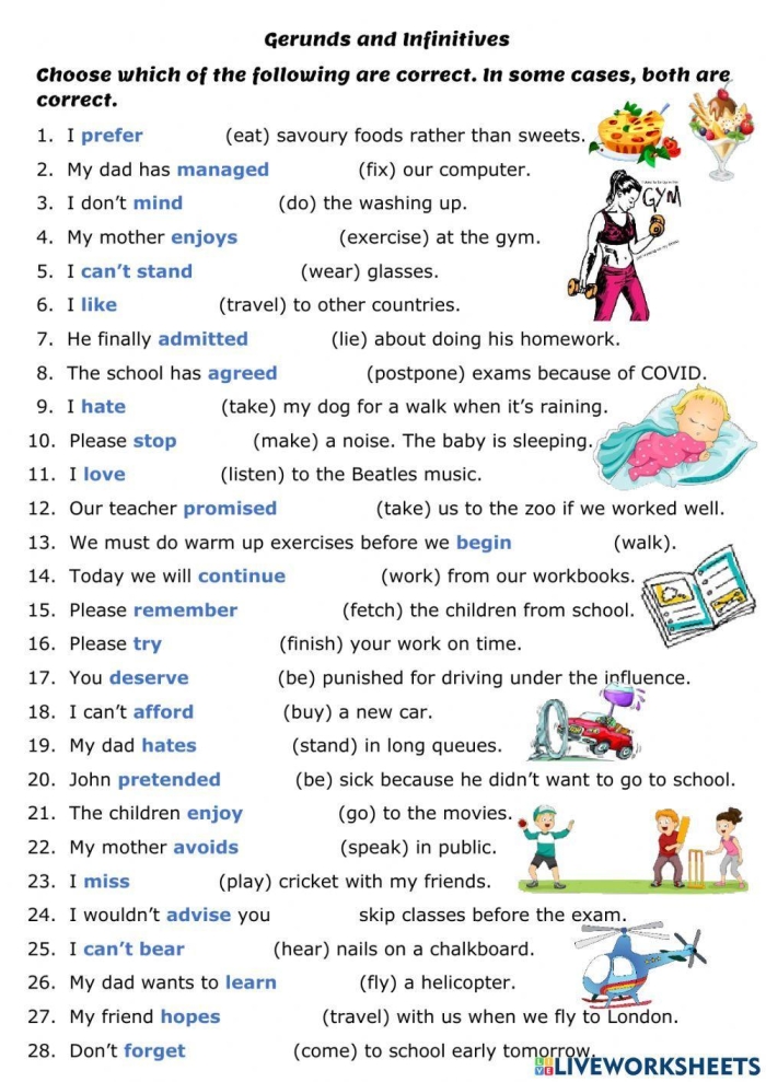 Infinitives and infinitive phrases worksheet for seventh-grade grammar practice