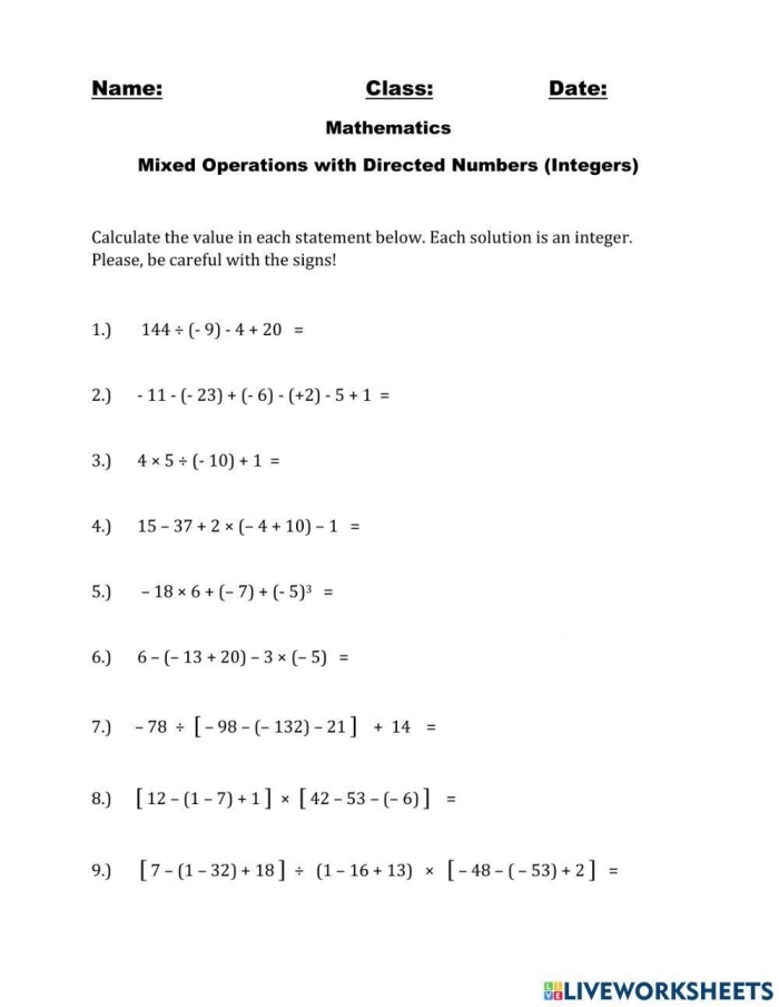 Seventh grade Integer Operation Rules reference guide handout image 22 Integer Operation Rules Handout worksheet for seventh grade math students learning addition subtraction multiplication and division with positive and negative numbers image 22