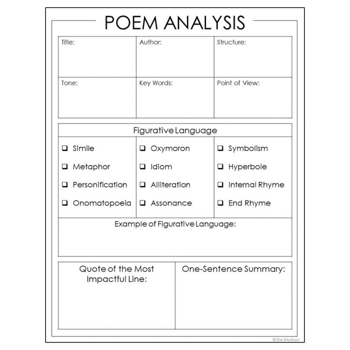 Seventh grade students practice reading comprehension by analyzing literary elements in the poem Jabberwocky worksheet 14