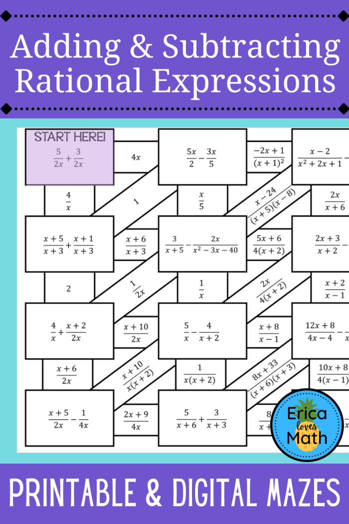 Worksheet for practicing adding and subtracting linear expressions for seventh graders