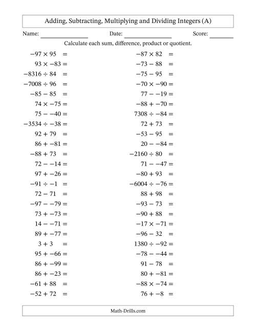 Add and Subtract Positive and Negative Mixed Numbers Worksheet for Seventh Grade Worksheet for practicing addition and subtraction of positive and negative mixed numbers