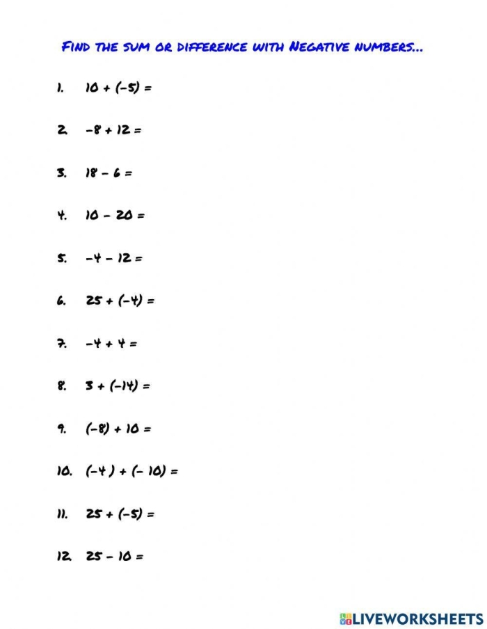 Add and Subtract Positive and Negative Mixed Numbers Worksheet Image 13 Worksheet for adding and subtracting positive and negative mixed numbers for seventh graders