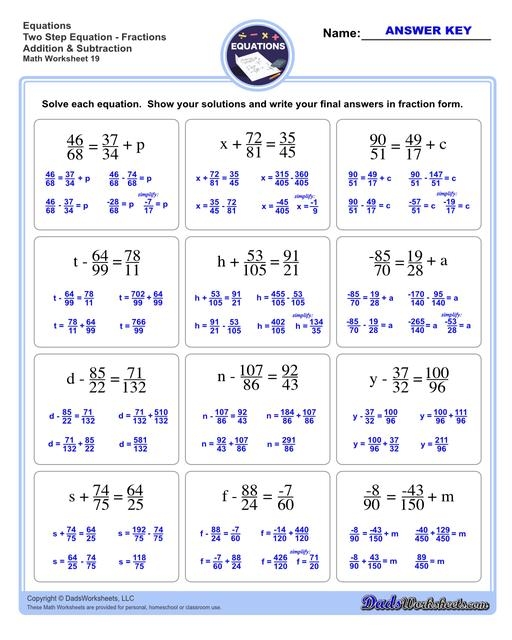 Solving Two-Step Equations Level 1 Worksheet 13 Seventh grade student solving two-step algebra equations on a multiplication practice worksheet